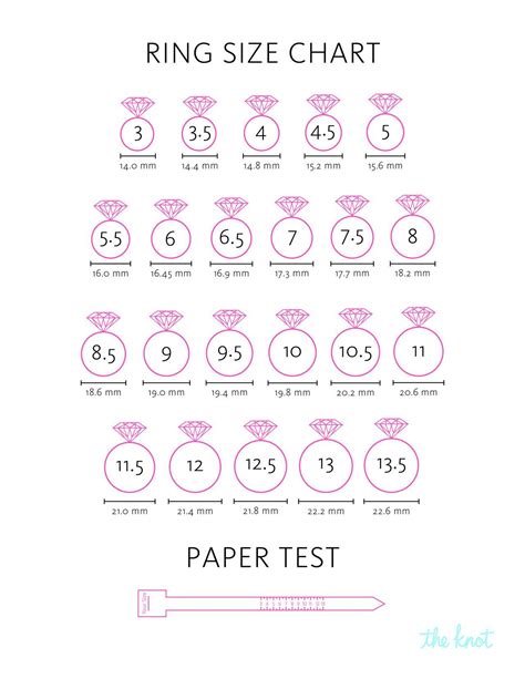 printable women's ring size chart